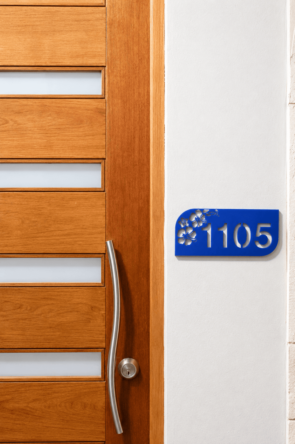 Address plate installed at entrance