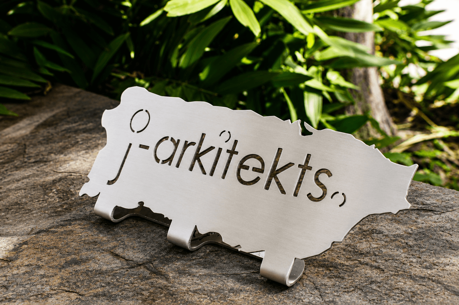 j-arkitekts stainless steel sign