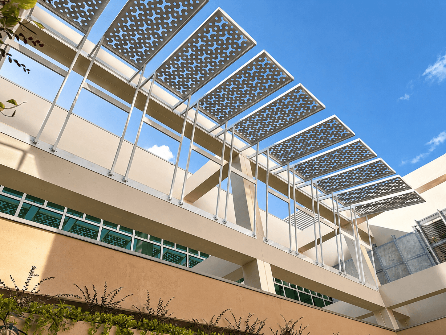 Perforated decorative pergola panels